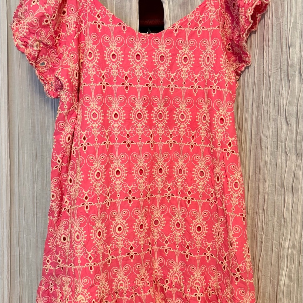 Relaxed Eyelet Scalloped Mini Dress